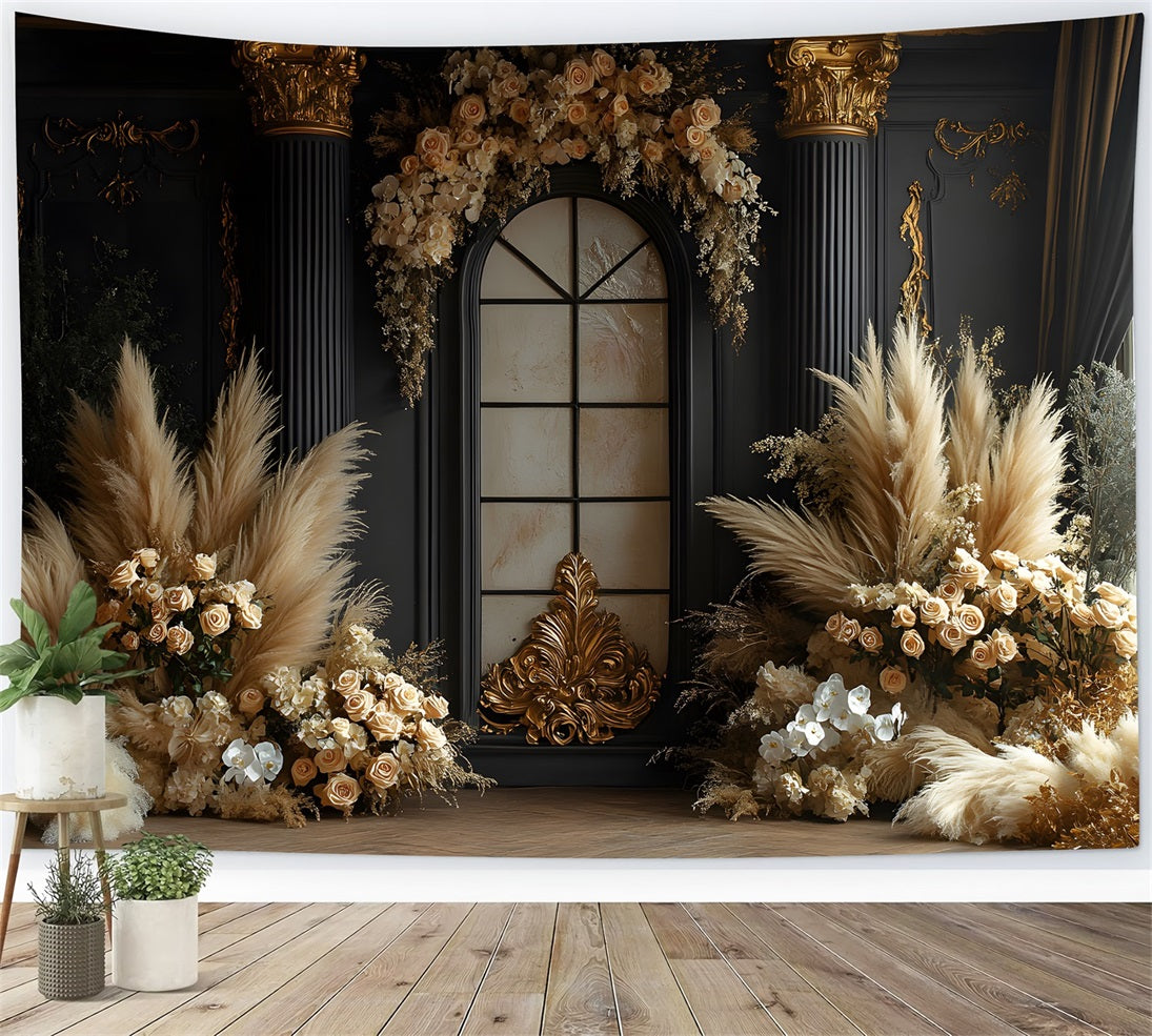 Autumn Foliage Pampas Boho Backdrop UK RR8-489