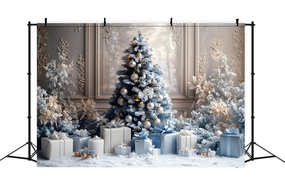 Christmas Tree Gift Boxes Retro Wall Backdrop UK RR8-49