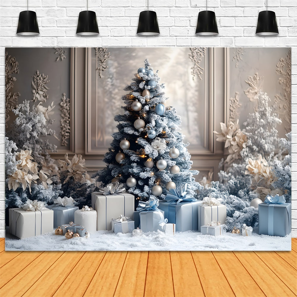 Christmas Tree Gift Boxes Retro Wall Backdrop UK RR8-49