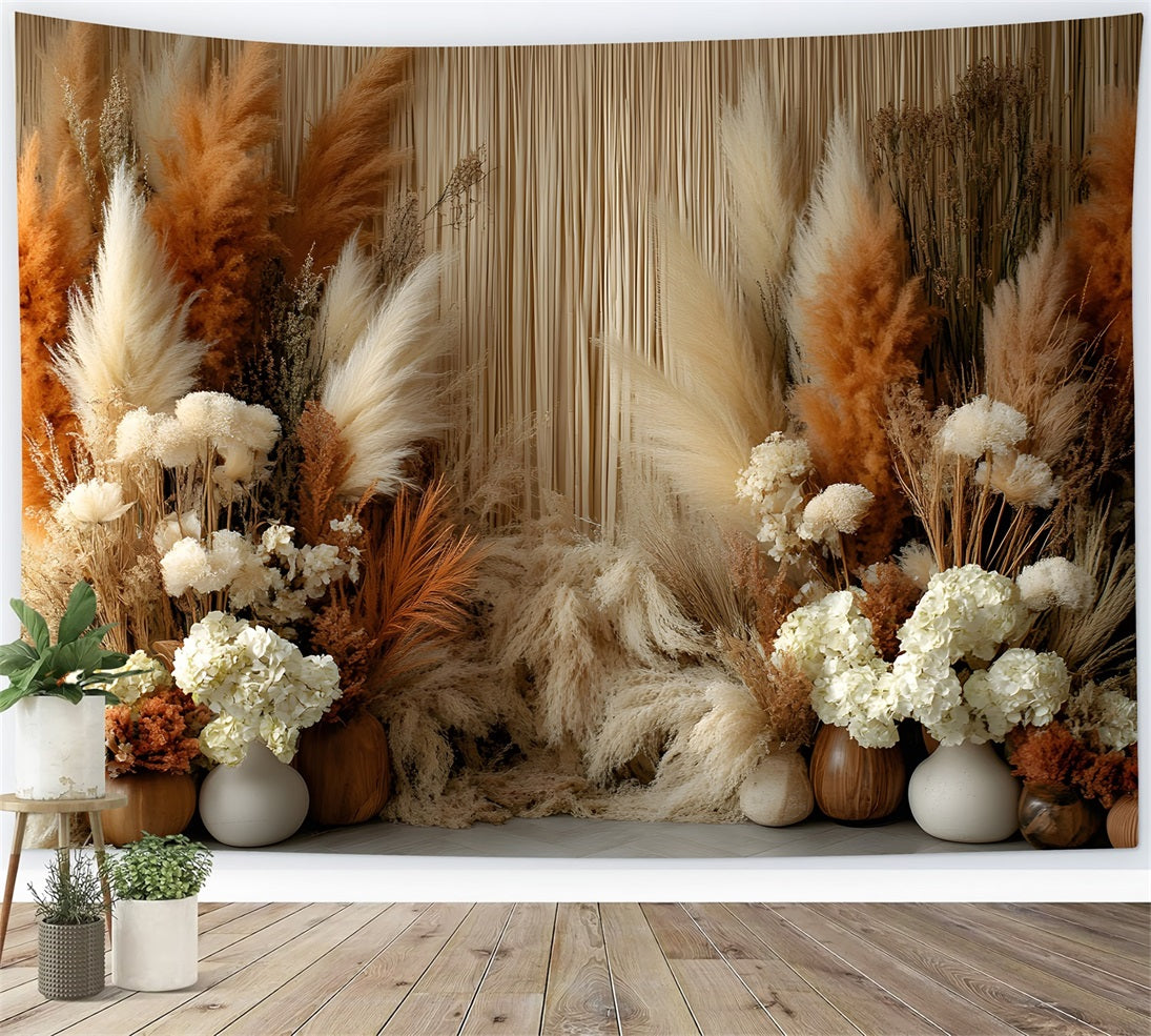 Boho Chic Pampas Window Backdrop UK RR8-490