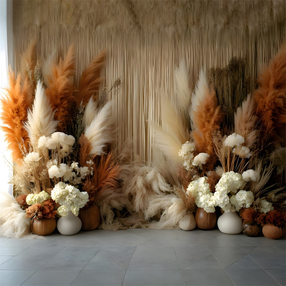 Boho Chic Pampas Window Backdrop UK RR8-490