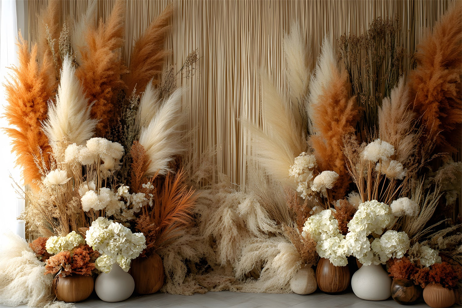 Boho Chic Pampas Window Backdrop UK RR8-490