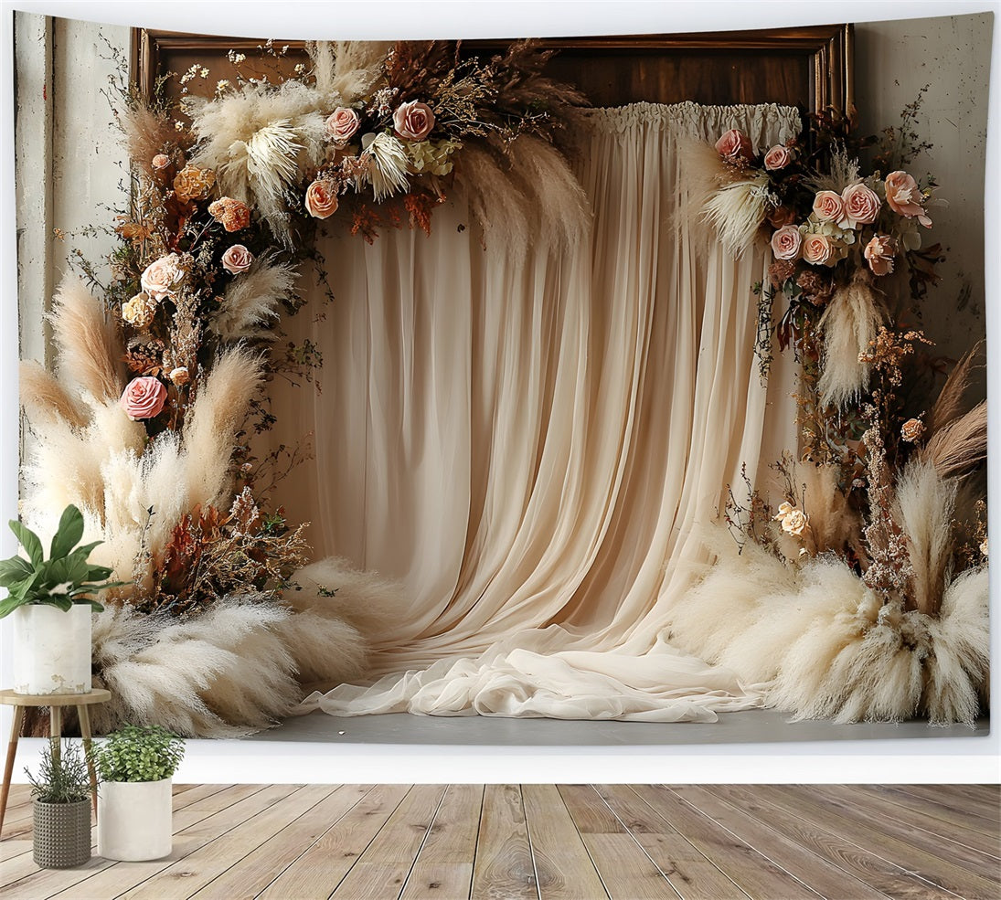 Golden Hour Boho Gorgeous Floral Backdrop UK RR8-498