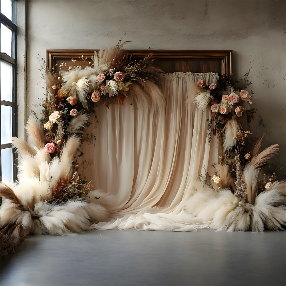 Golden Hour Boho Gorgeous Floral Backdrop UK RR8-498