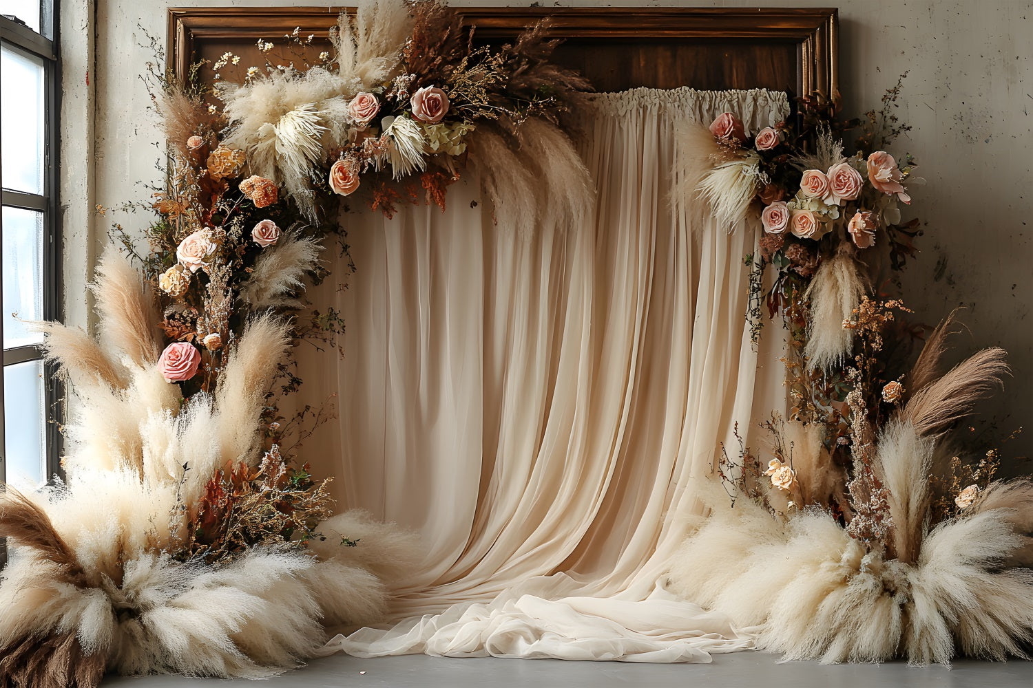 Golden Hour Boho Gorgeous Floral Backdrop UK RR8-498