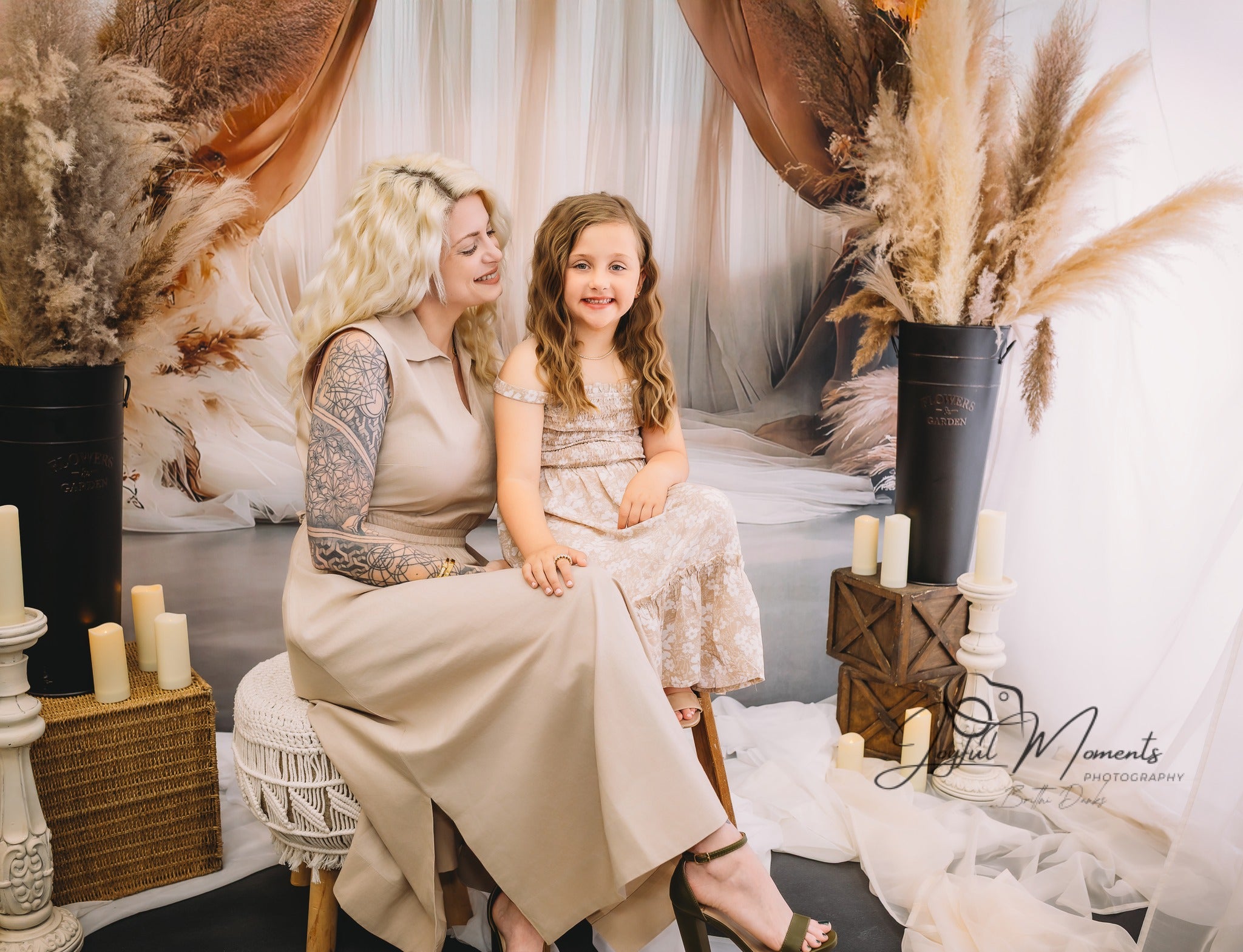 Dreamy Dusty Rose Pampas Boho Backdrop UK RR8-499