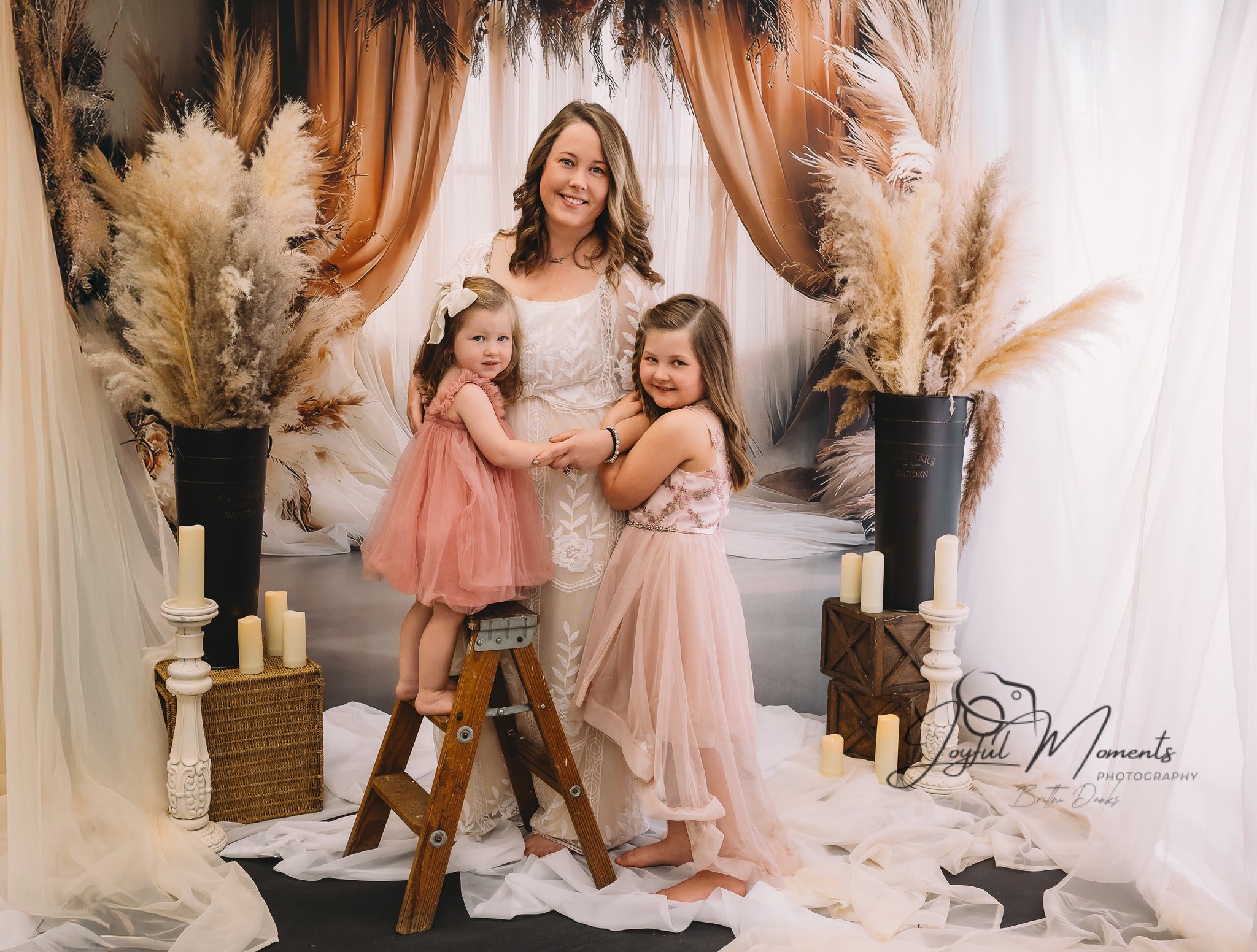 Dreamy Dusty Rose Pampas Boho Backdrop UK RR8-499