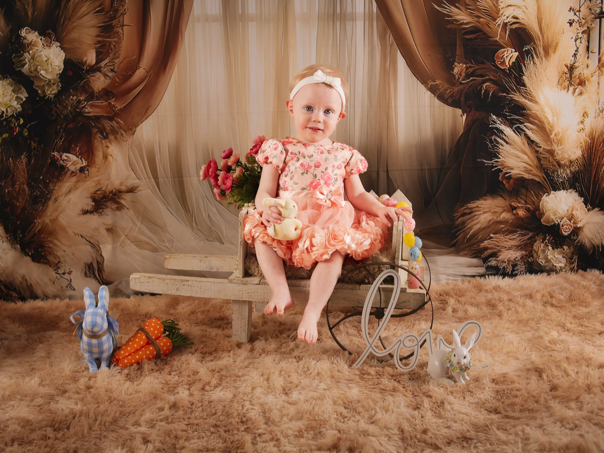 Dreamy Dusty Rose Pampas Boho Backdrop UK RR8-499
