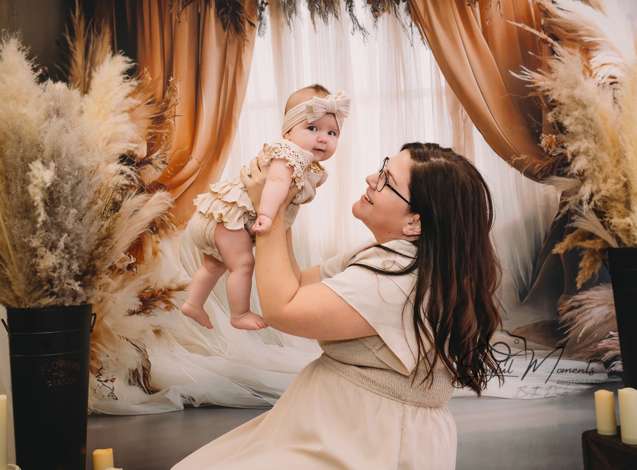 Dreamy Dusty Rose Pampas Boho Backdrop UK RR8-499