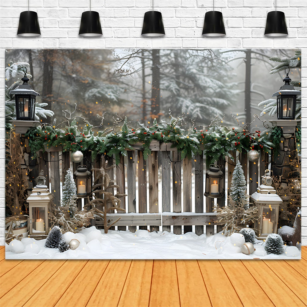 Christmas Snowy Forest Wood Fence Backdrop UK RR8-5