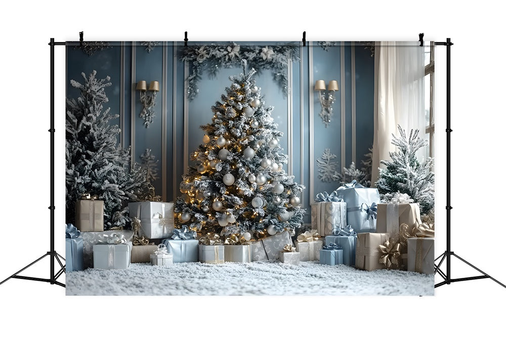 Christmas Glowing Tree Gift Boxes Backdrop UK RR8-50