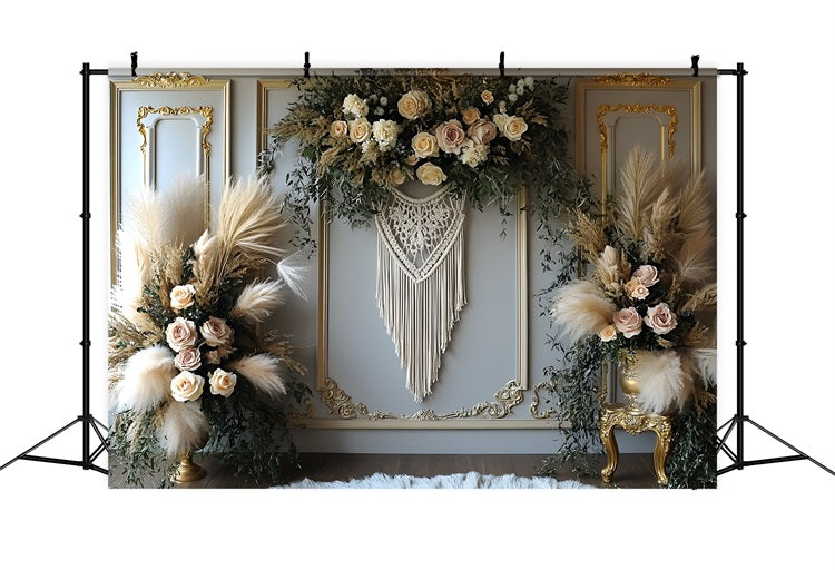 Elegant Bohemian Dreamcatcher Floral Backdrop UK RR8-501