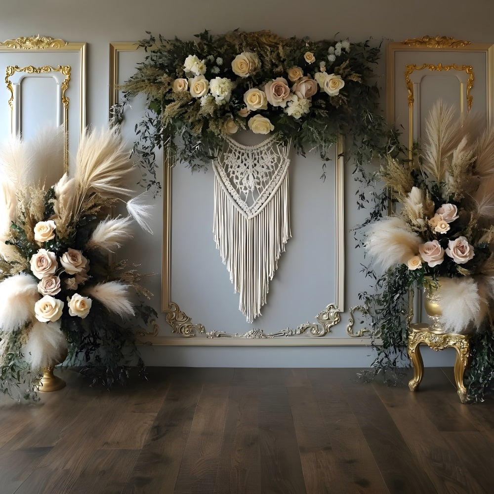 Elegant Bohemian Dreamcatcher Floral Backdrop UK RR8-501