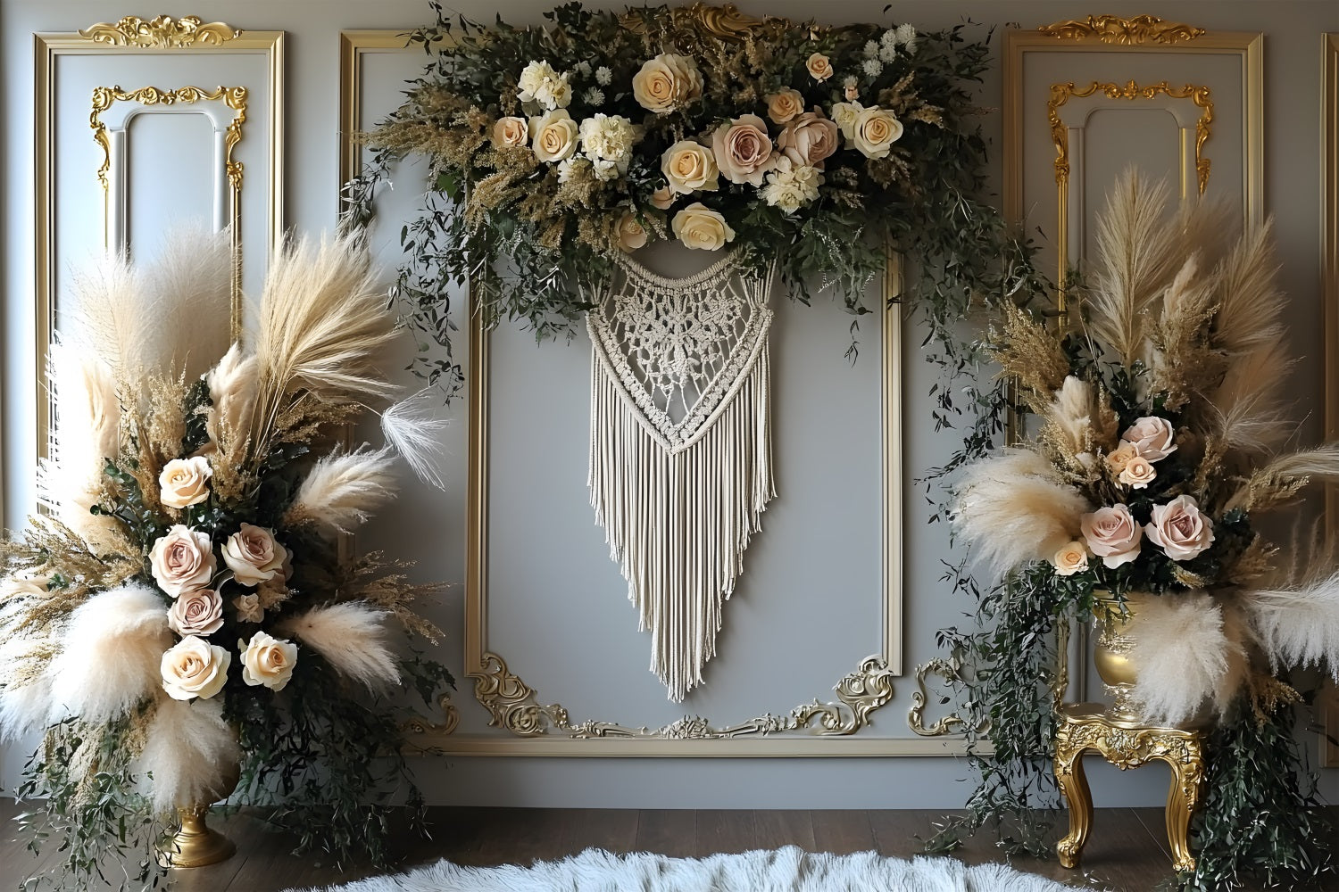 Elegant Bohemian Dreamcatcher Floral Backdrop UK RR8-501