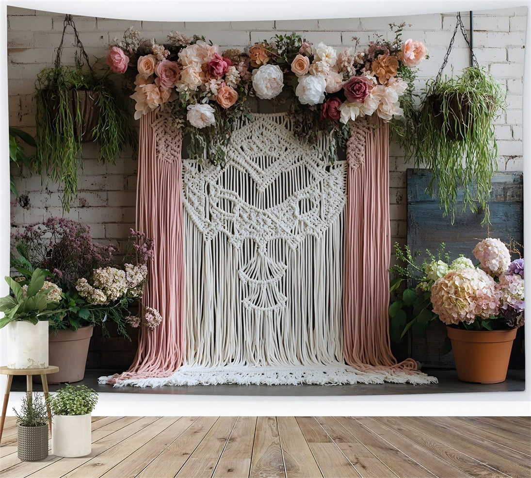 Rustic Boho Chic Macramé Floral Backdrop UK RR8-502