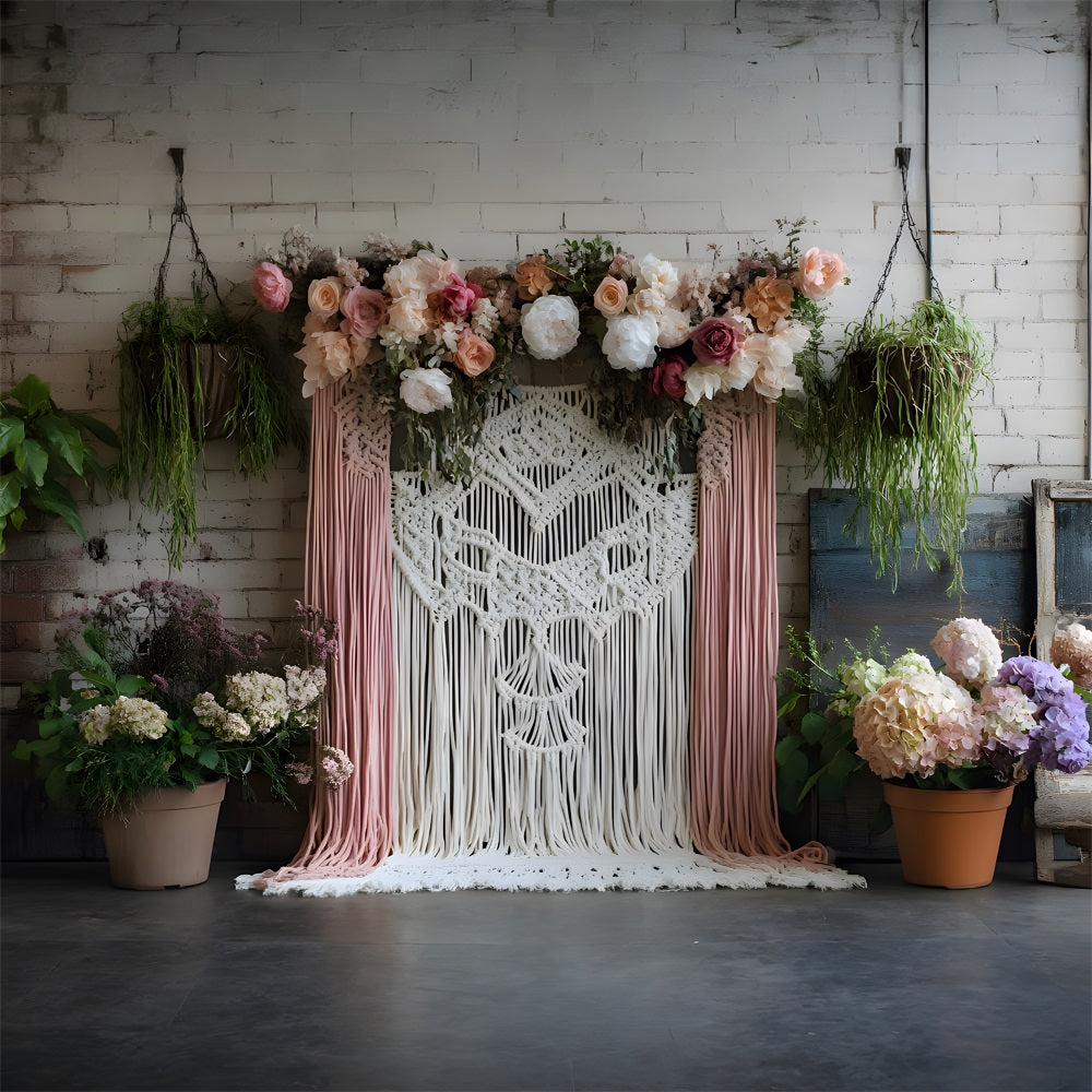 Rustic Boho Chic Macramé Floral Backdrop UK RR8-502