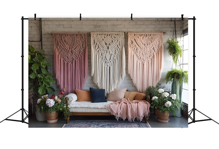 Triple Macramé Hanging Bohemian Backdrop UK RR8-503