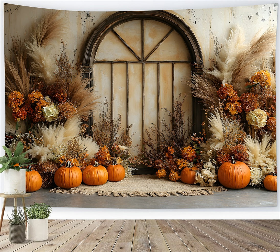 Rustic Window Pampas Grass Boho Backdrop UK RR8-506