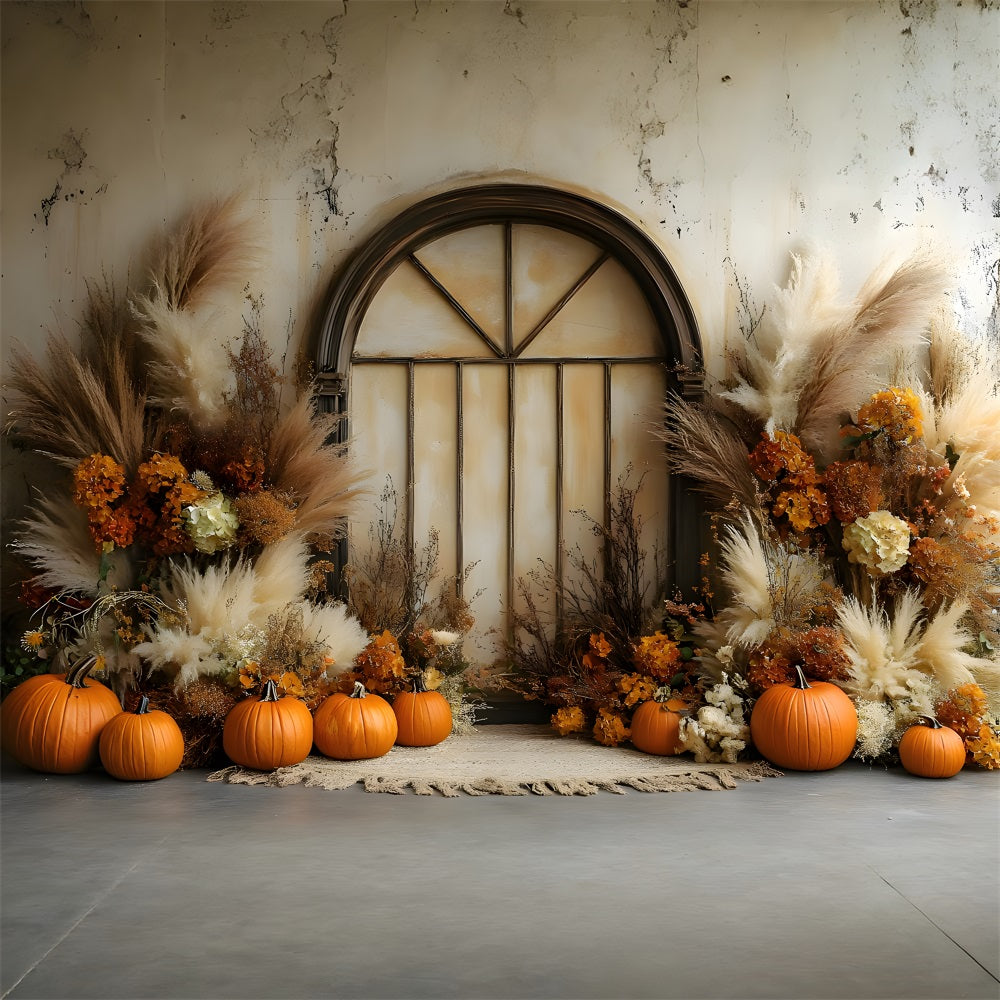 Rustic Window Pampas Grass Boho Backdrop UK RR8-506