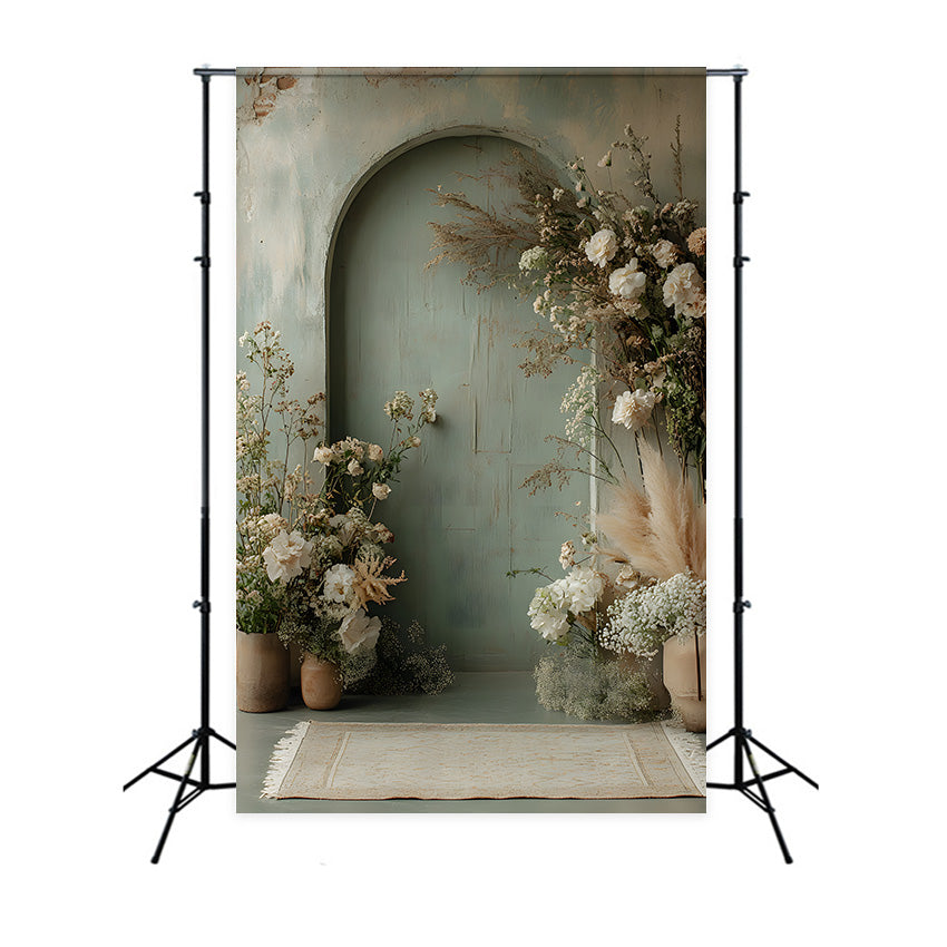 Soft Pastel Floral Arched Boho Backdrop UK RR8-507