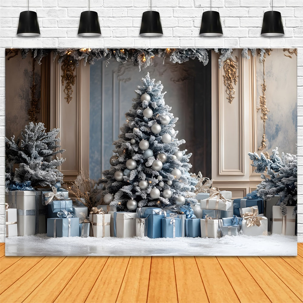 Christmas Tree Retro Wall Gift Boxes Backdrop UK RR8-51