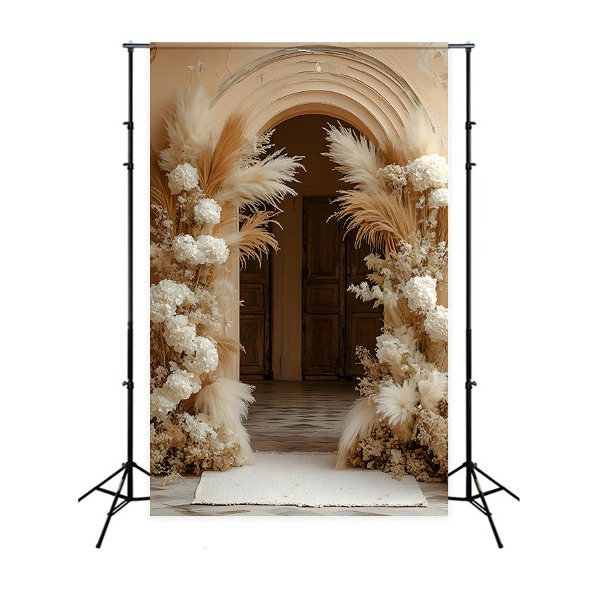 Rustic Pampas Floral Elegance Boho Backdrop UK RR8-511