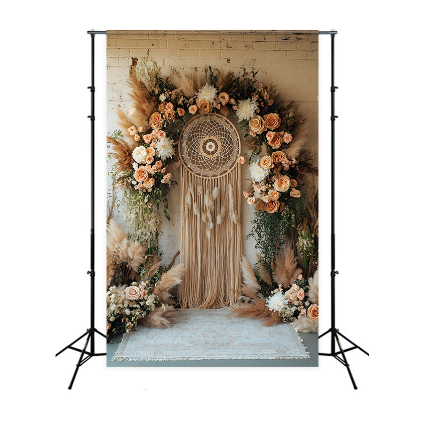 Natural Boho Chic Lounge Setting Backdrop UK RR8-513