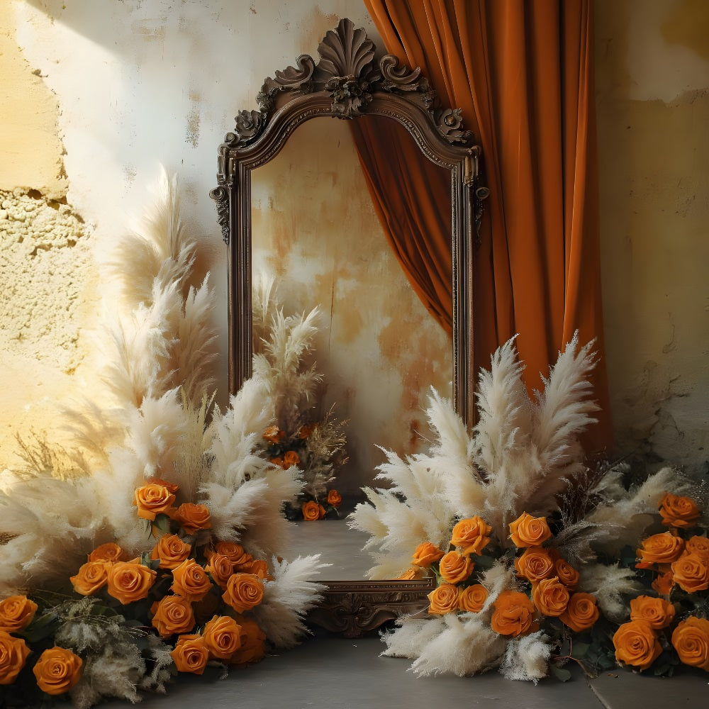 Elegant Textured Floral Arch Boho Backdrop UK RR8-516