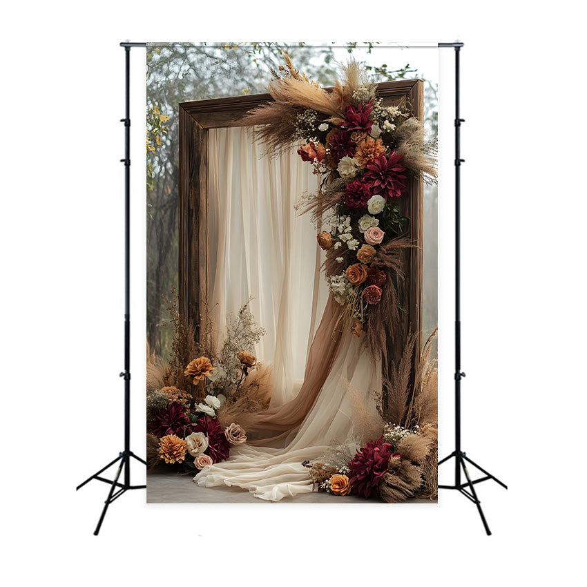 Romantic Rust Ivory Floral Boho Backdrop UK RR8-519