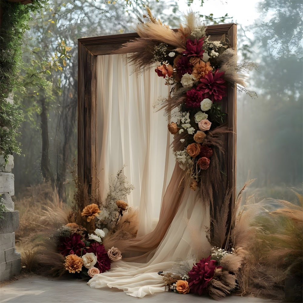 Romantic Rust Ivory Floral Boho Backdrop UK RR8-519