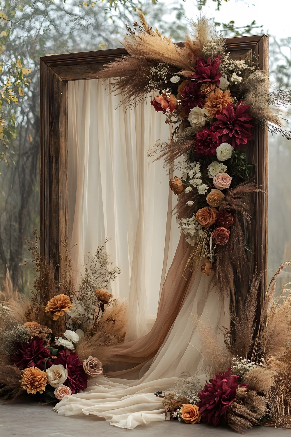 Romantic Rust Ivory Floral Boho Backdrop UK RR8-519