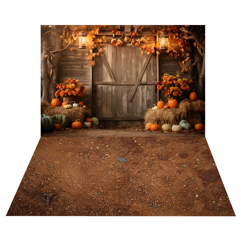 Autumn Barn Door Backdrop+Moist Dirt Floor Backdrop UK RR8-521