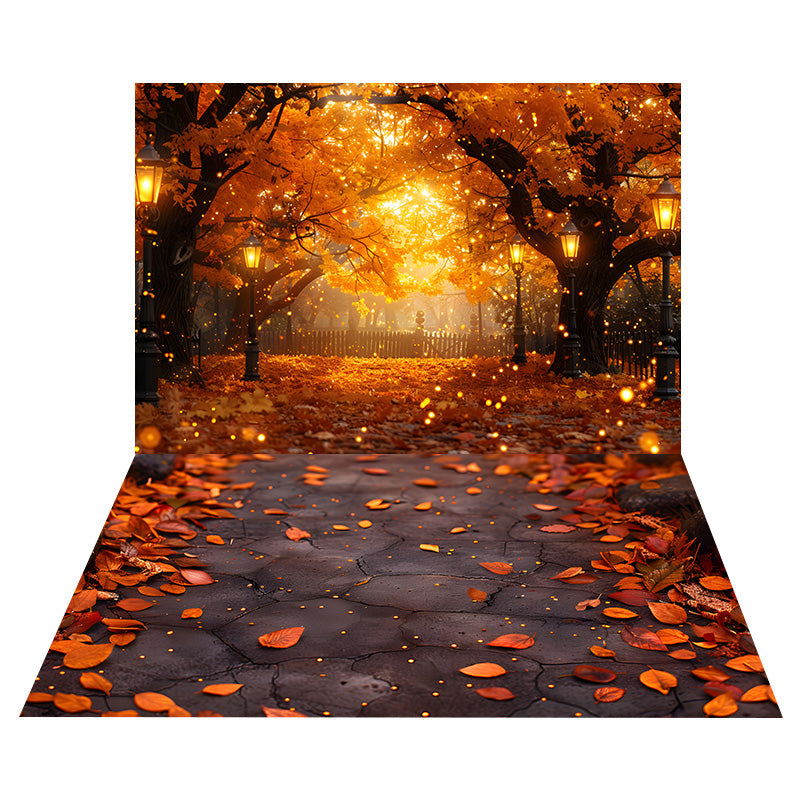 Autumn Falling Leaves Backdrop+Stone Trail Floor Backdrop UK RR8-524