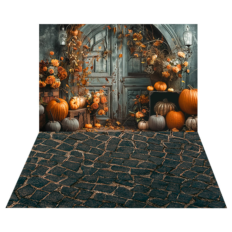 Autumn Vintage Wall Backdrop+Moss Stone Floor Backdrop UK RR8-532