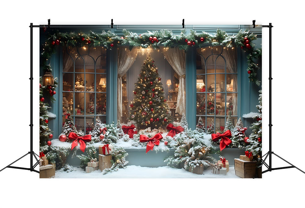 Christmas Shop Window Big Tree Backdrop UK RR8-56