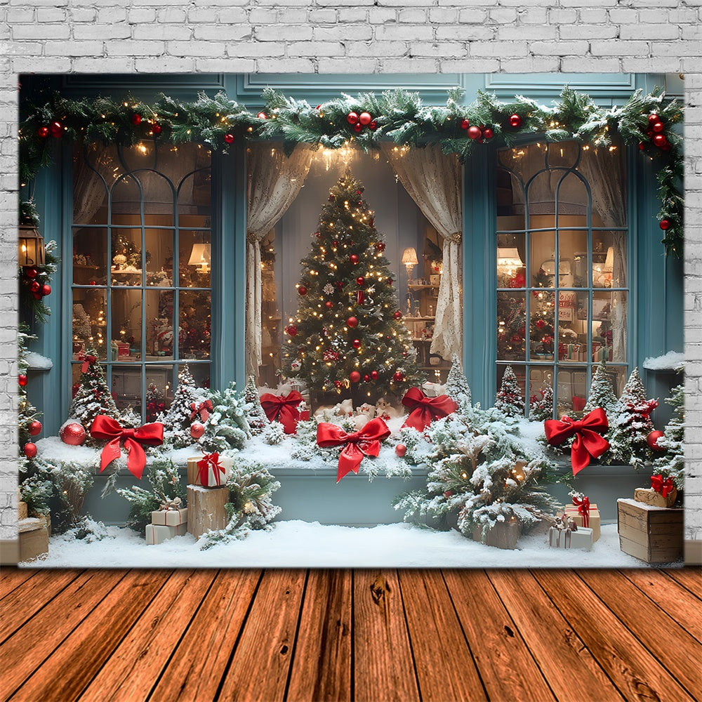 Christmas Shop Window Big Tree Backdrop UK RR8-56