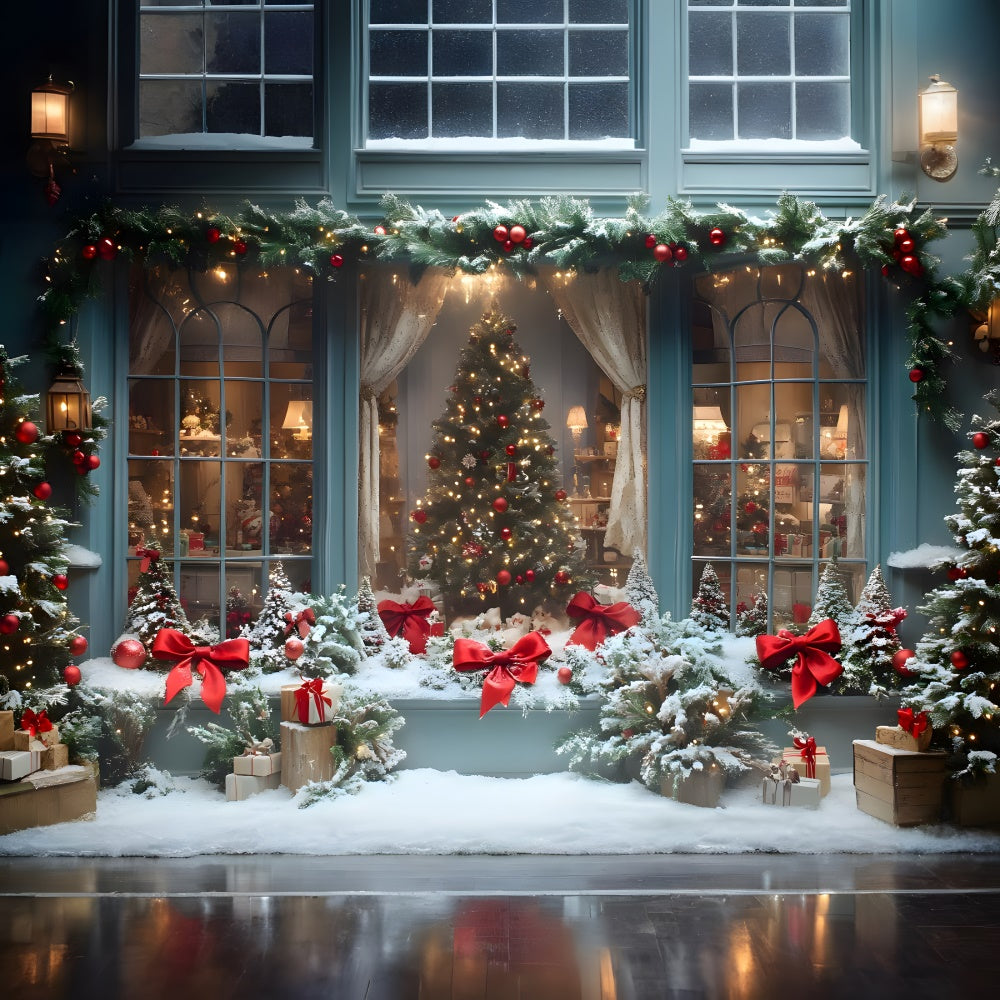 Christmas Shop Window Big Tree Backdrop UK RR8-56