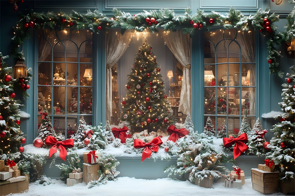 Christmas Shop Window Big Tree Backdrop UK RR8-56