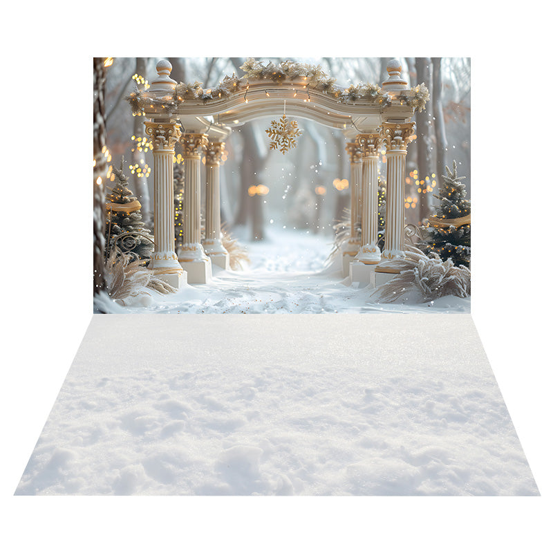 Christmas Snowflake Archway Backdrop+White Snow Floor Backdrop UK RR8-561