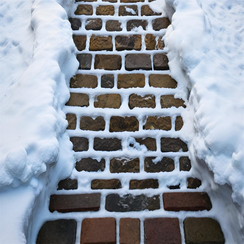 Snow Covered Stone Pathway Floor Backdrop UK RR8-603