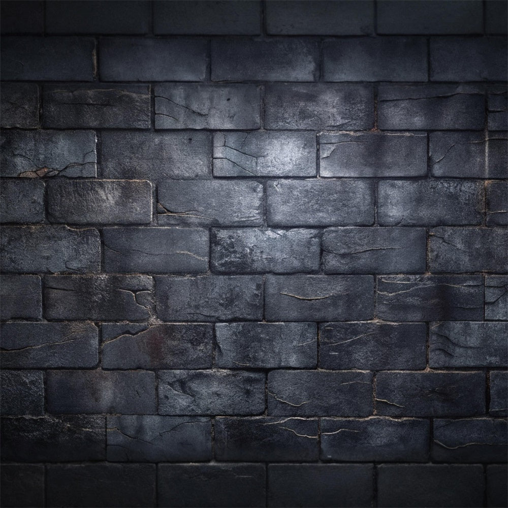 Dark Black Stone Brick Floor Backdrop UK RR8-605