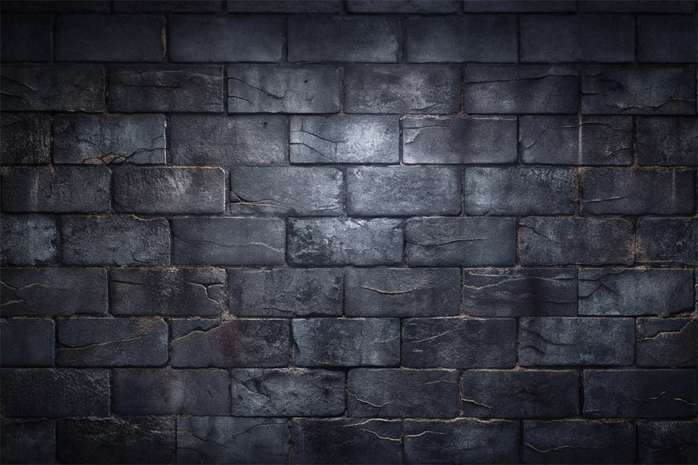 Dark Black Stone Brick Floor Backdrop UK RR8-605