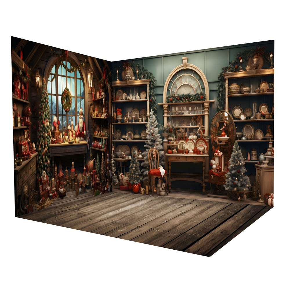 Christmas Santa Claus House Toy Room Backdrop Room Set UK RR8-622