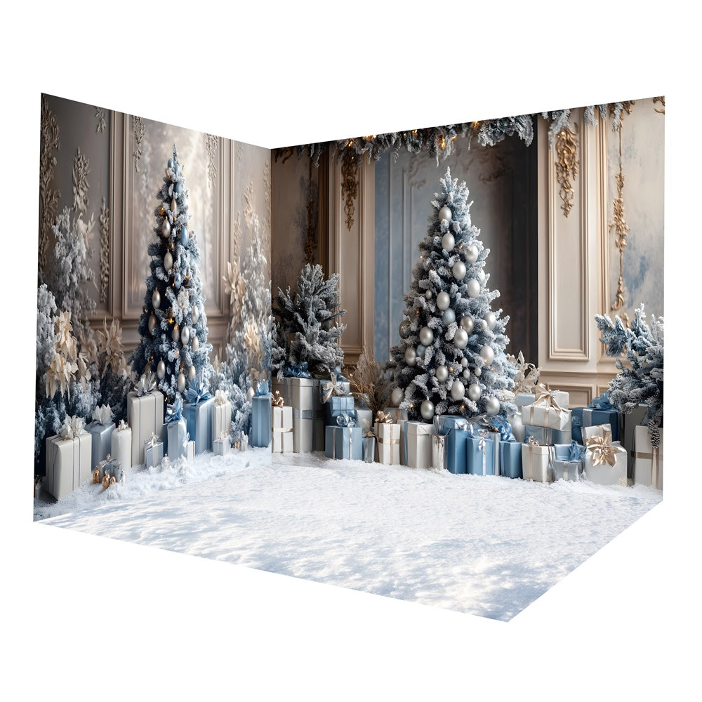 Christmas Tree Retro Wall Gift Boxes Backdrop Room Set UK RR8-630