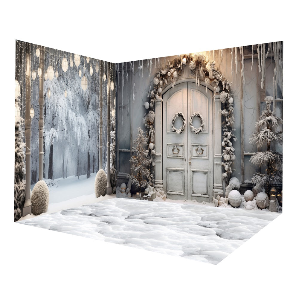 Winter Snow Wonderland Doorway Backdrop Room Set UK RR8-636