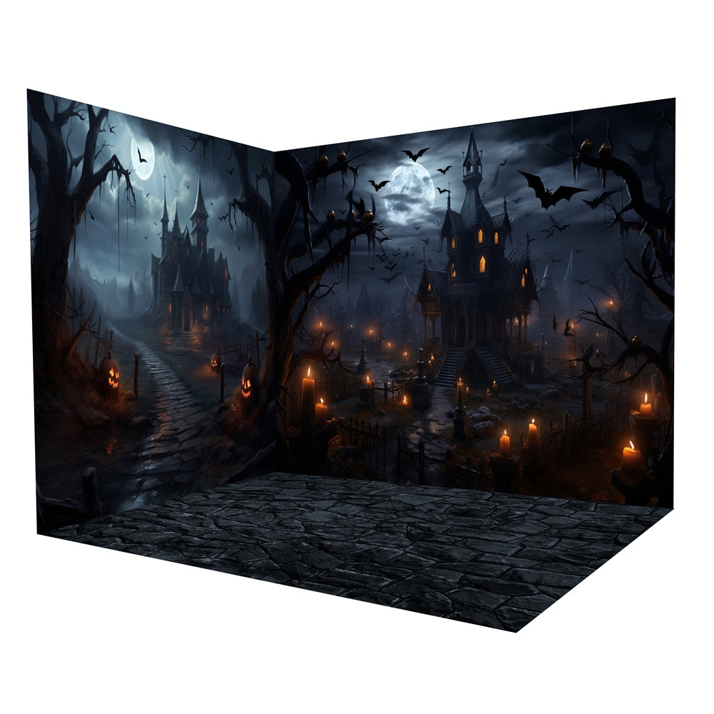 Halloween Haunted Mansion Night Backdrop Room Set UK RR8-637