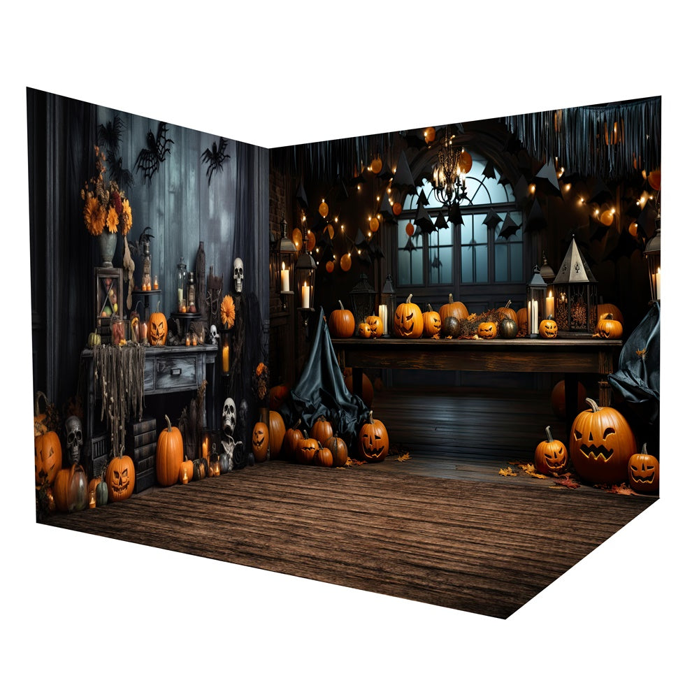 Pumpkin Halloween Night Room Table Backdrop Room Set RUK R8-643