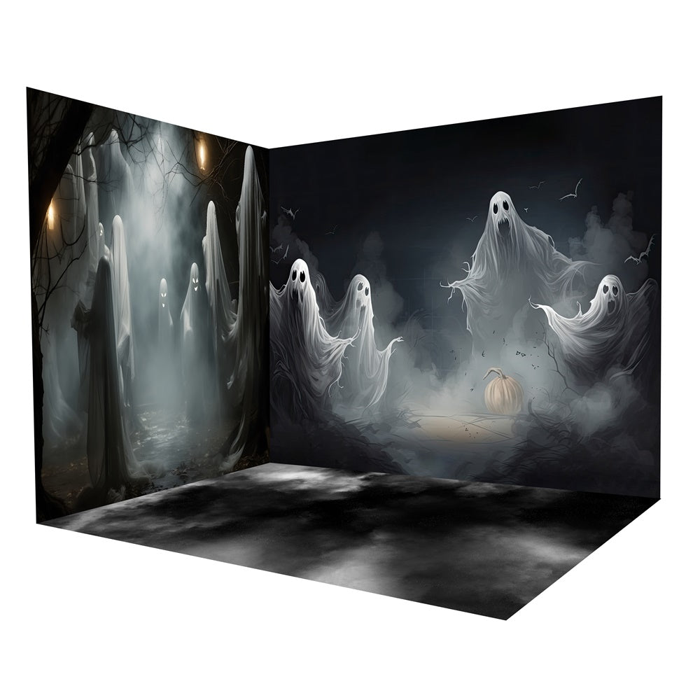 Halloween Night Spooky Floating Ghost Backdrop Room Set UK RR8-647