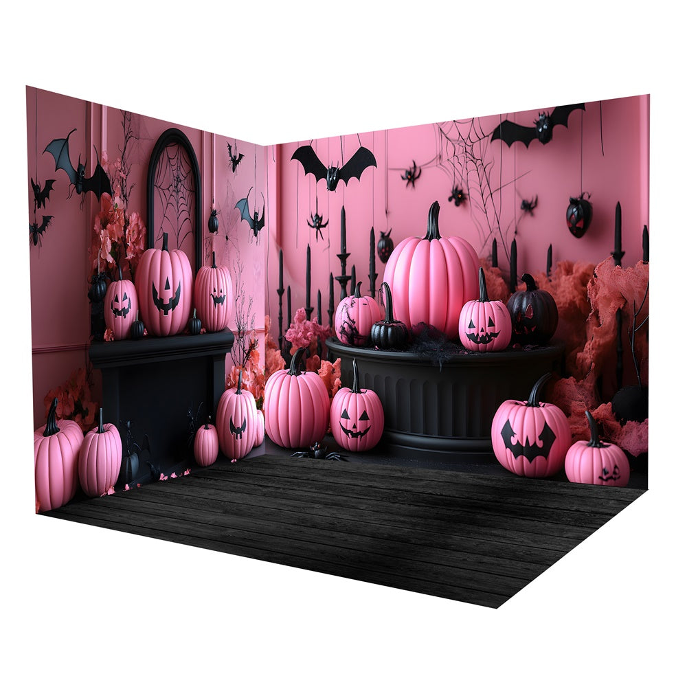 Halloween Pink Wall Evil Pumpkin Backdrop Room Set UK RR8-648