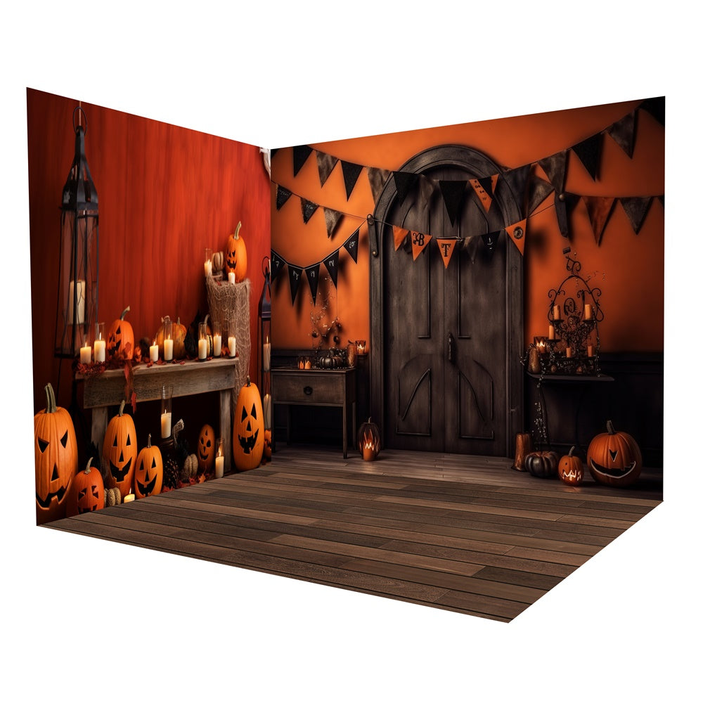 Halloween Retro Door Wall Pumpkin Backdrop Room Set UK RR8-649